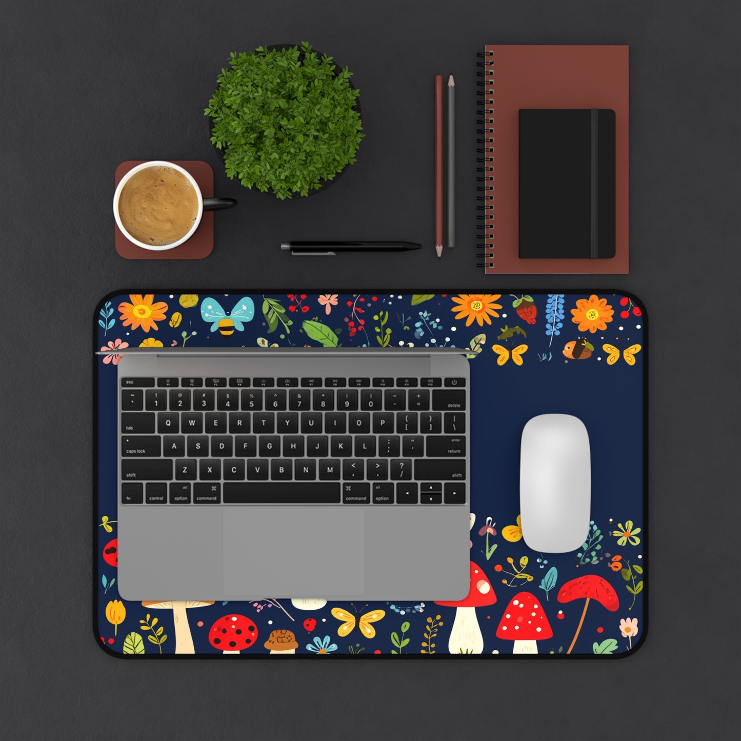 Woodland Wonder Desk Mat — Mushroom & Botanical Garden