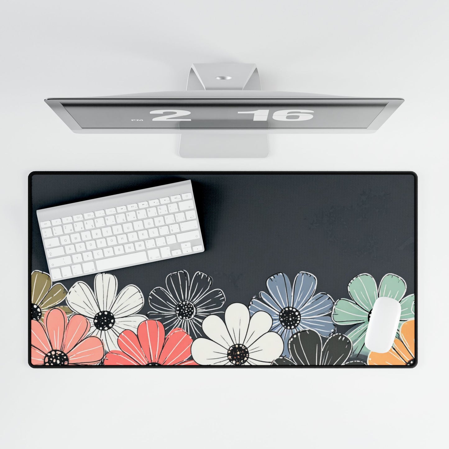 Blooms Neoprene Desk Mat | Pastel Floral Teacher Gift | Anti-Slip Desk Pad