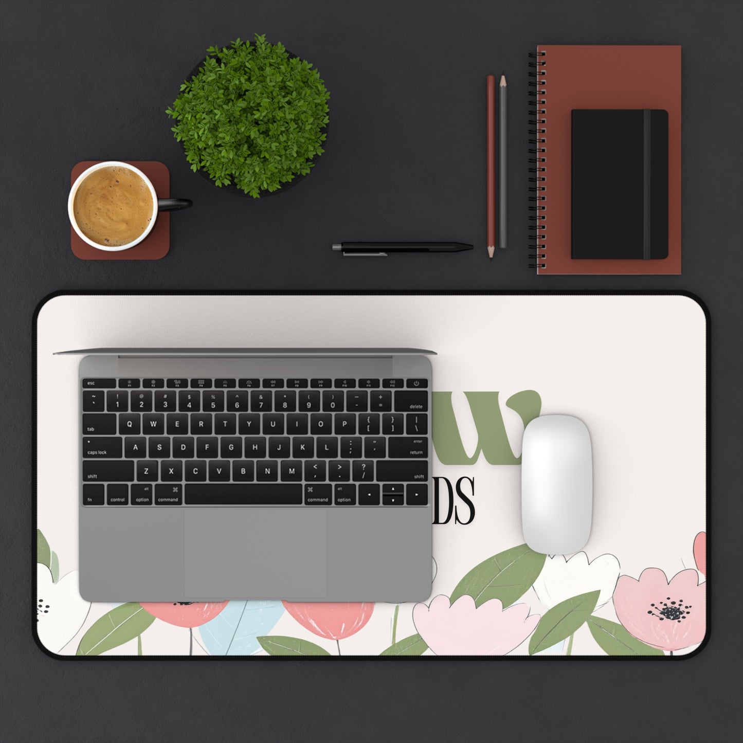 Grow Kind Minds Desk Mat | Floral Teacher Appreciation Gift | Cute Classroom Desk Accessory | Teacher Gift Mouse Pad