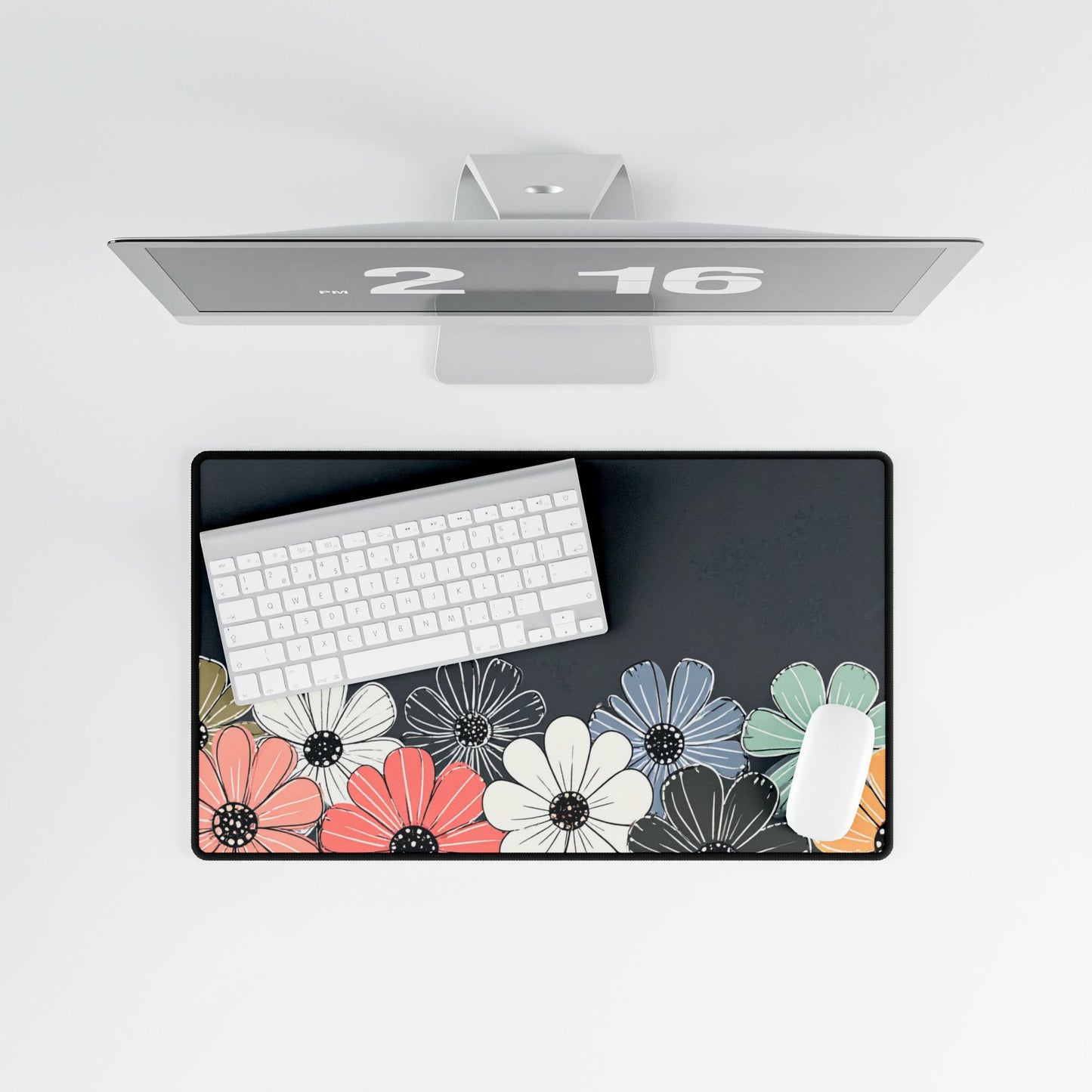 Blooms Neoprene Desk Mat | Pastel Floral Teacher Gift | Anti-Slip Desk Pad