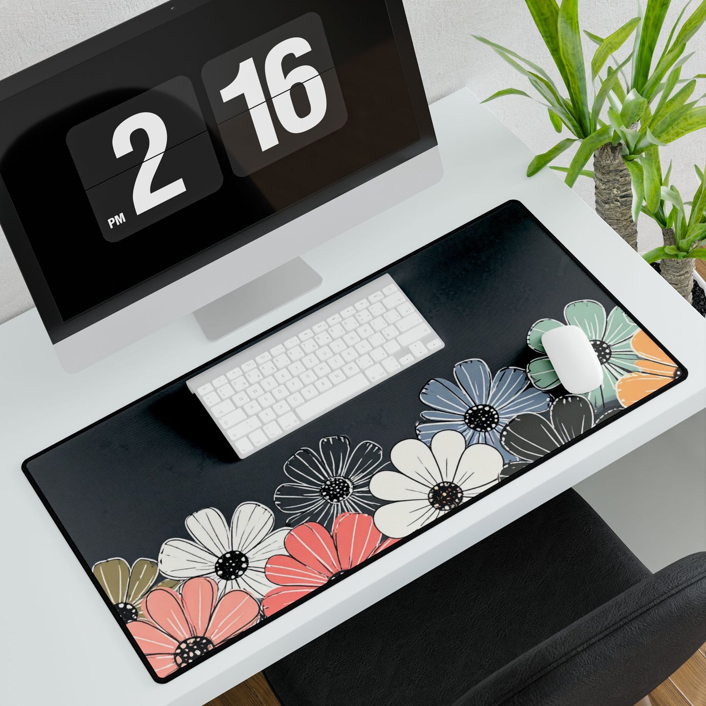 Blooms Neoprene Desk Mat | Pastel Floral Teacher Gift | Anti-Slip Desk Pad
