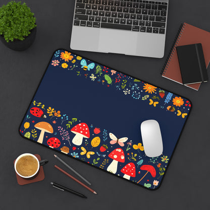 Woodland Wonder Desk Mat — Mushroom & Botanical Garden