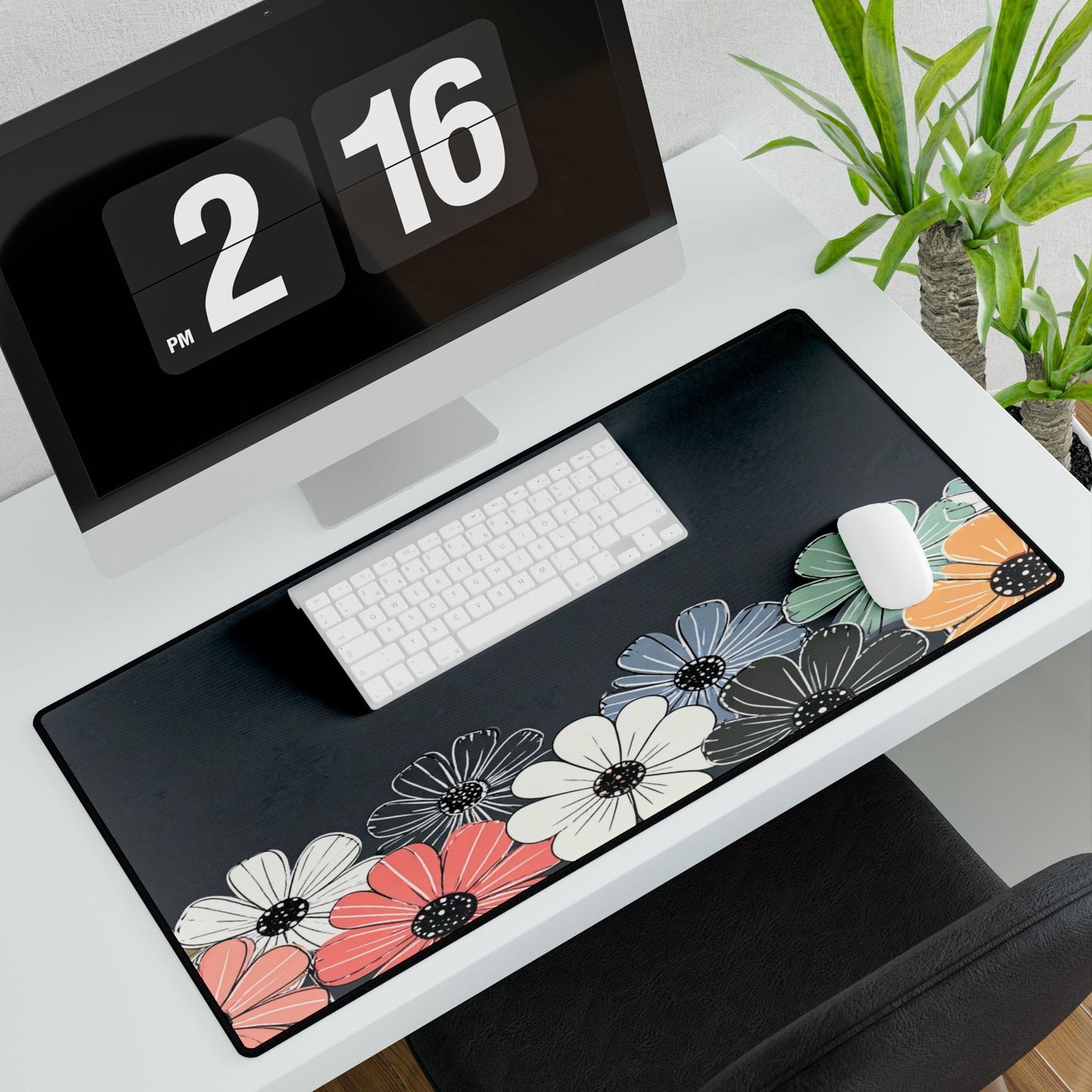 Teach Love Bloom floral desk mat | large mouse pad, pastel flowers