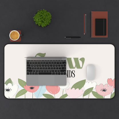 Grow Kind Minds Desk Mat | Floral Teacher Appreciation Gift | Cute Classroom Desk Accessory | Teacher Gift Mouse Pad
