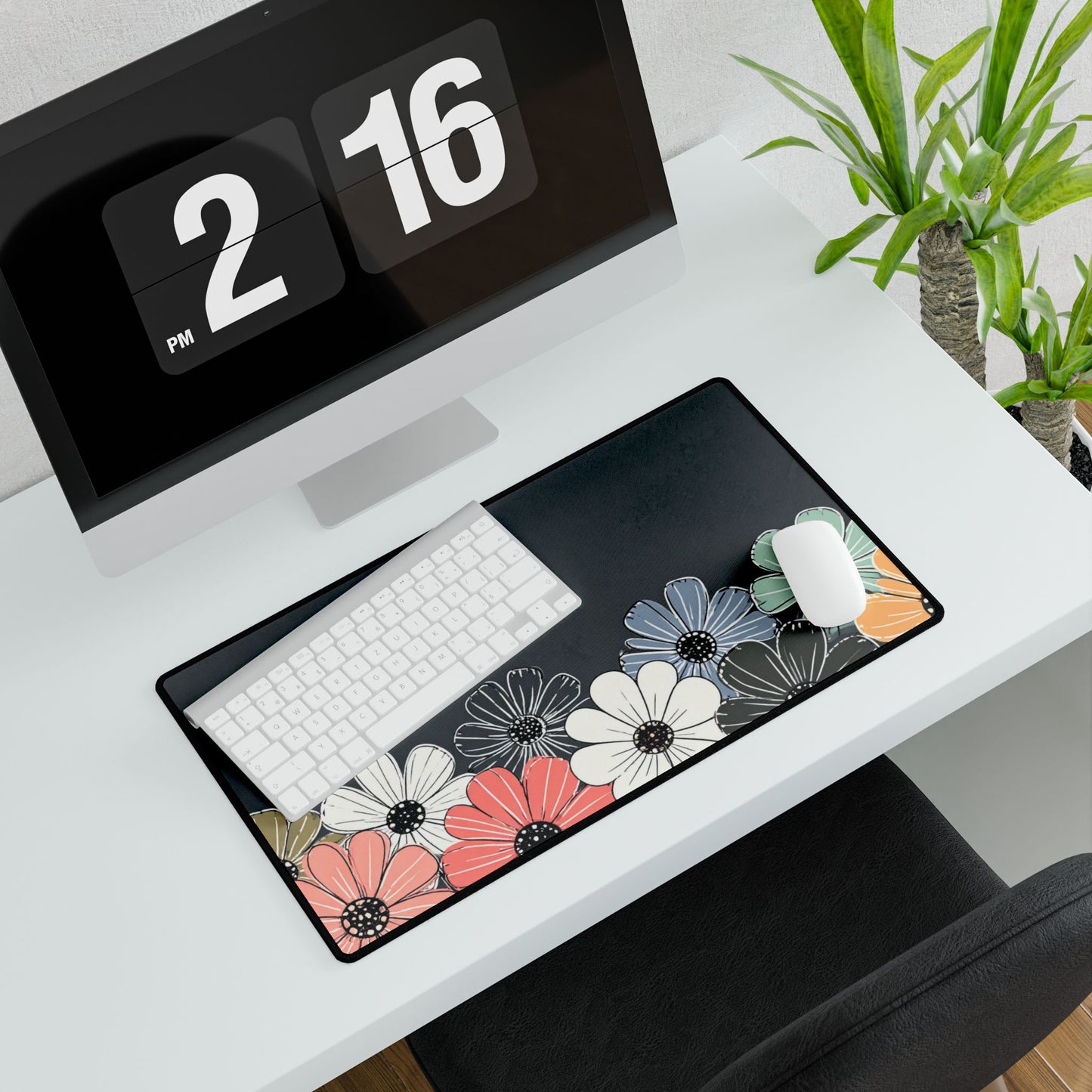 Blooms Neoprene Desk Mat | Pastel Floral Teacher Gift | Anti-Slip Desk Pad
