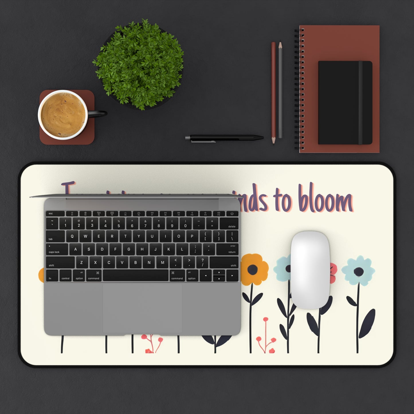 Inspiring Young Minds to Bloom Floral Desk Mat — Teacher Gift Desk Pad